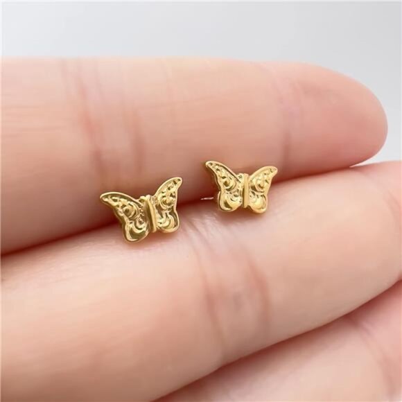 Titanium Butterfly Stud Earrings Hypoallergenic Pure Implant Grade for Sensitive - Picture 4 of 7